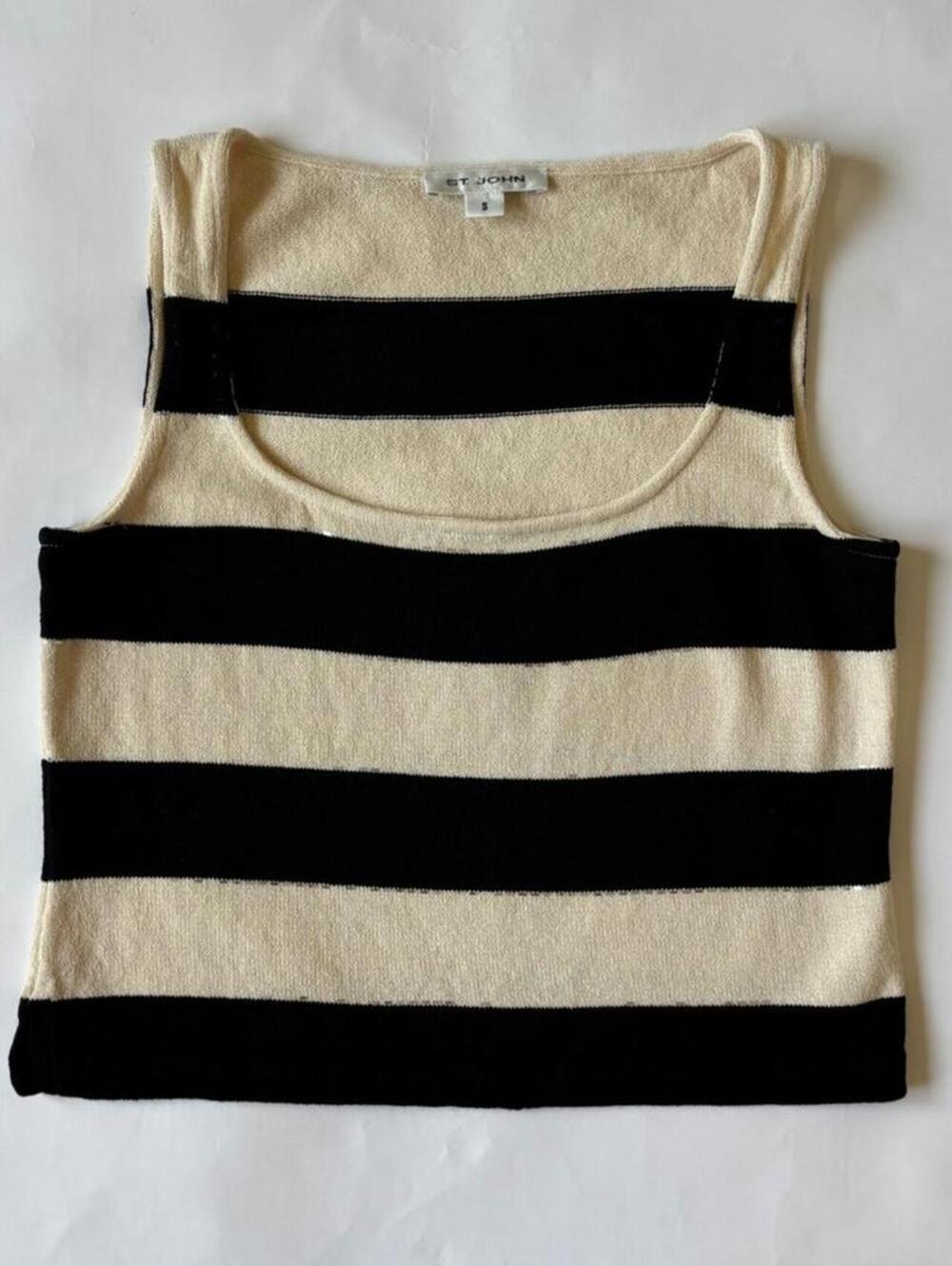 ST. JOHN BLACK AND WHITE STRIPE TANK S